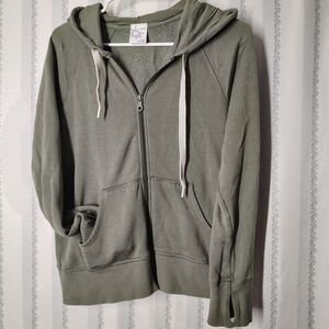 Aerie Olive Zip-Up Hoodie